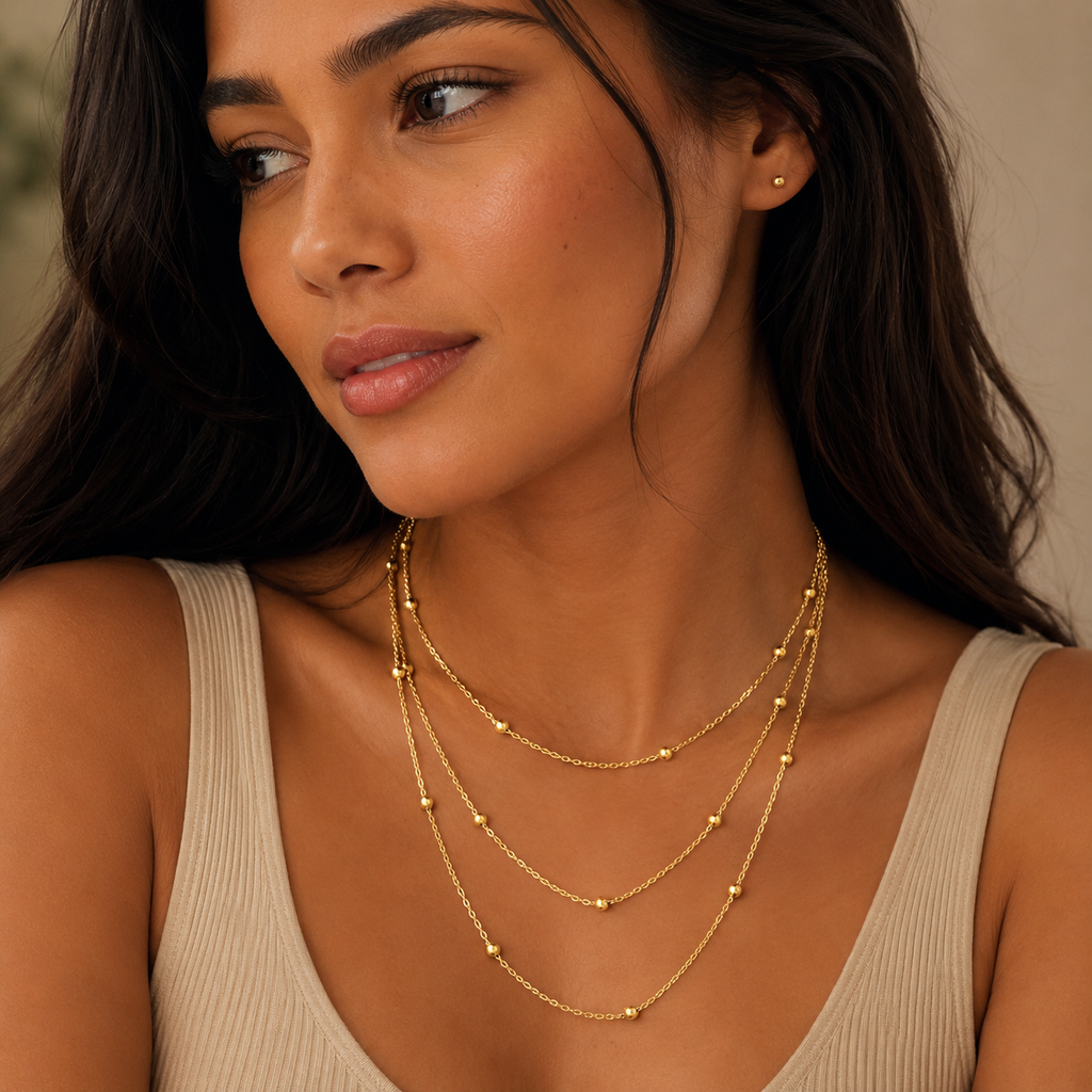 Sterling™ Golden Bead Layered Necklace