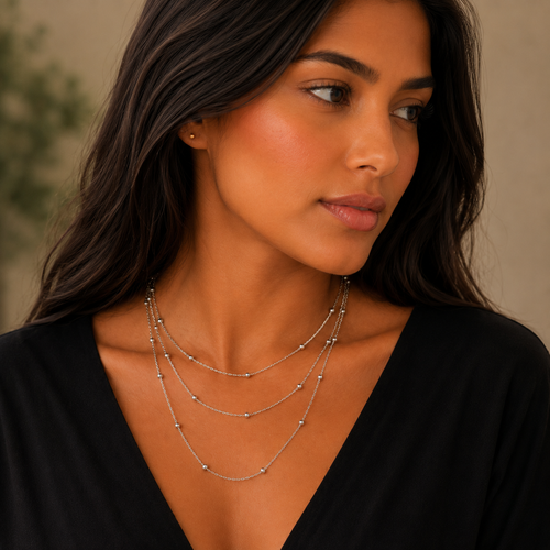 Sterling™ Golden Bead Layered Necklace