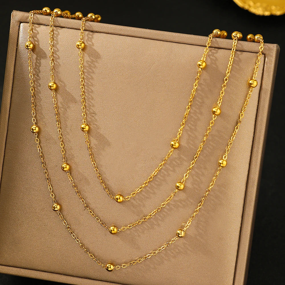 Sterling™ Golden Bead Layered Necklace