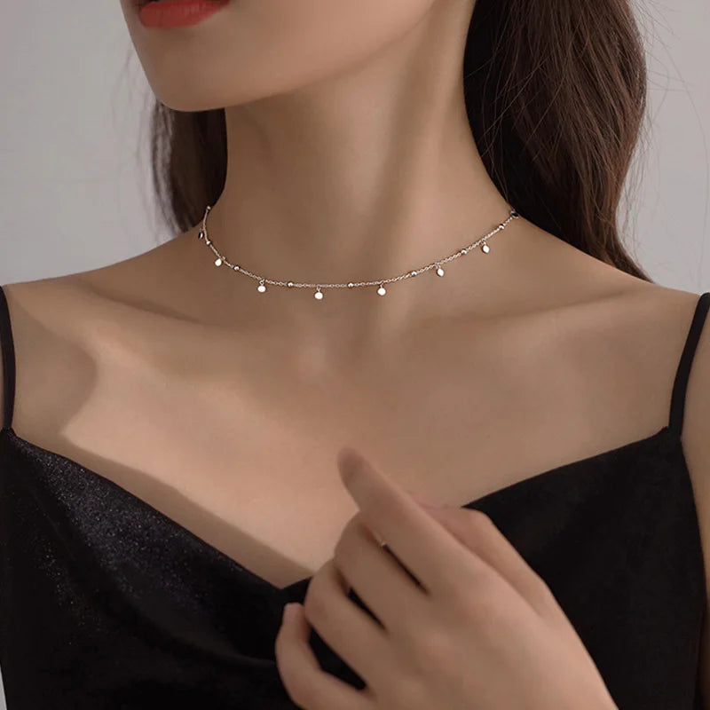 Sterling™ Aria Silver Charm Choker Necklace – Dainty Silver Jewelry for Women