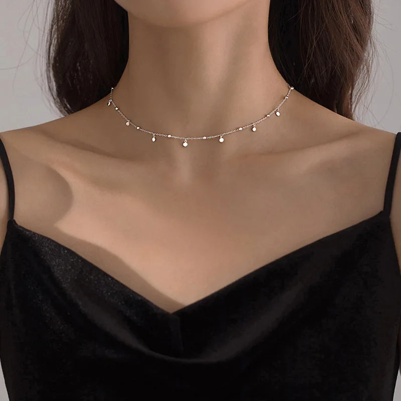 Sterling™ Aria Silver Charm Choker Necklace – Dainty Silver Jewelry for Women