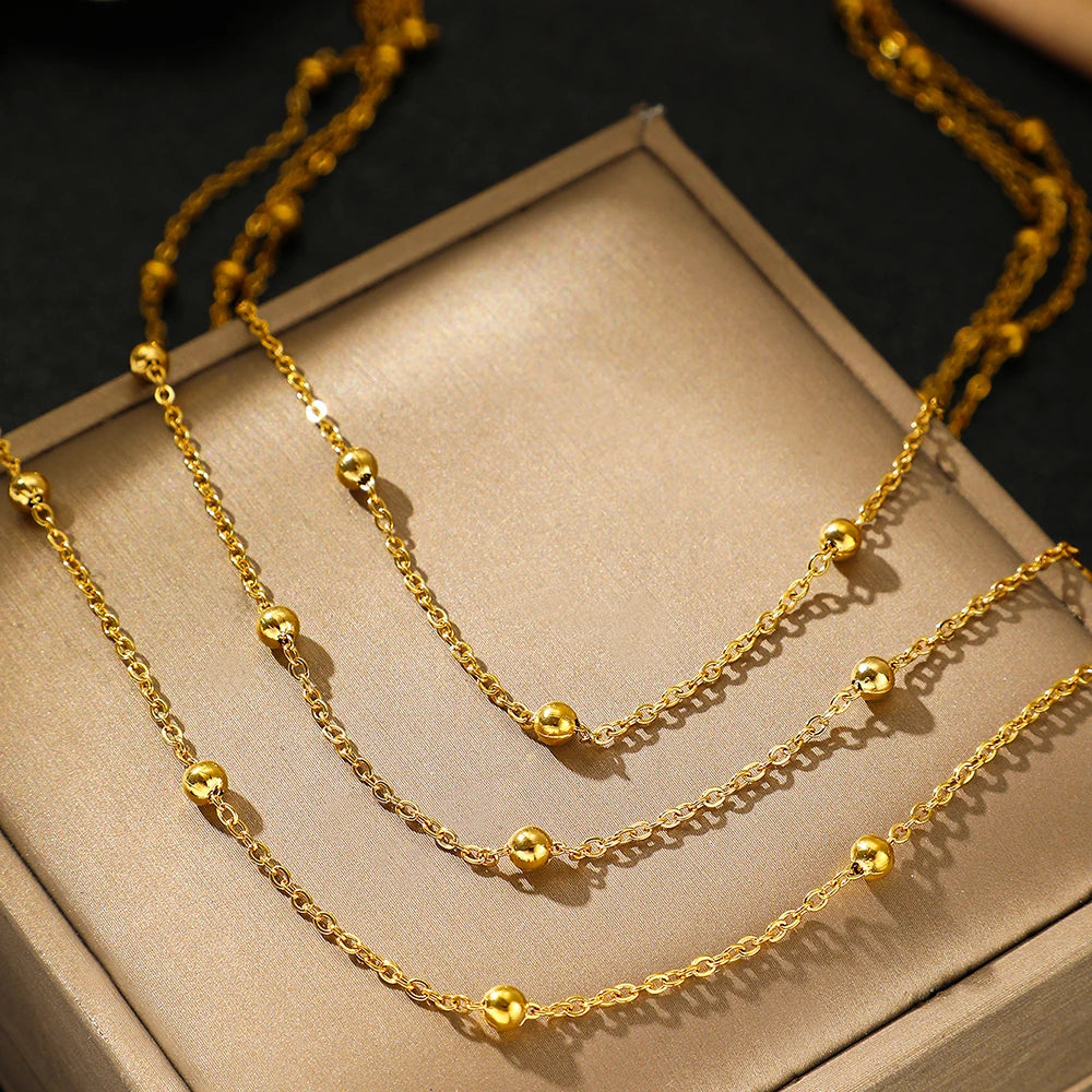 Sterling™ Golden Bead Layered Necklace