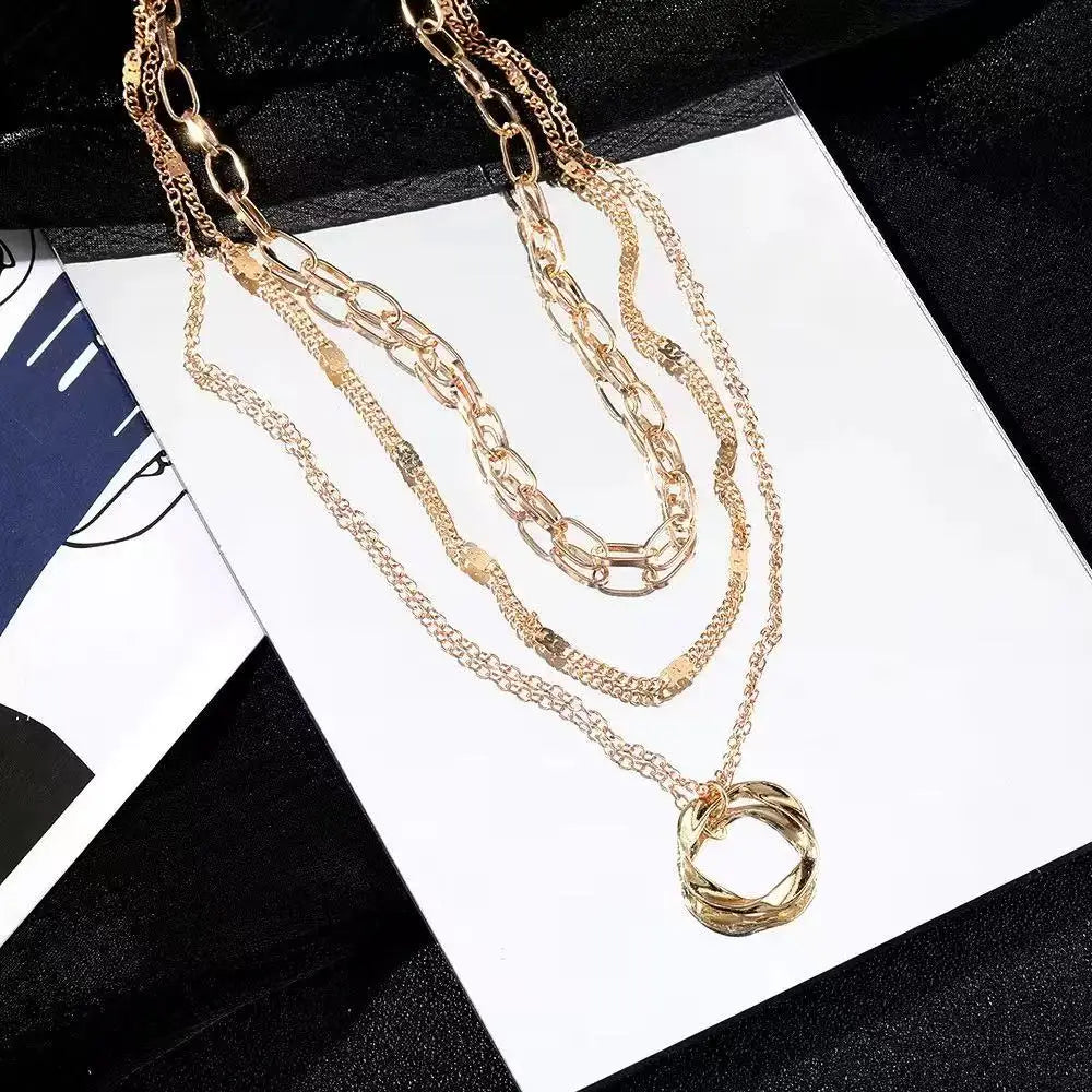 Sterling™ Luna Layered Gold Circle Necklace
